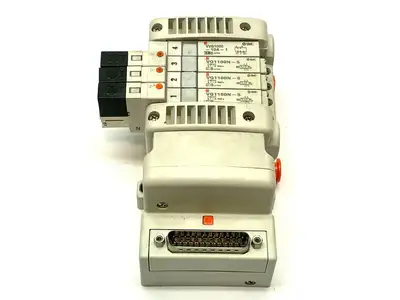 VV5QC11-04N3FD0-S,VVQ1000-10A-1,VQ1100N-5 | SMC VV5QC11-04N3FD0-S Manifold Base w/ Solenoids - Used