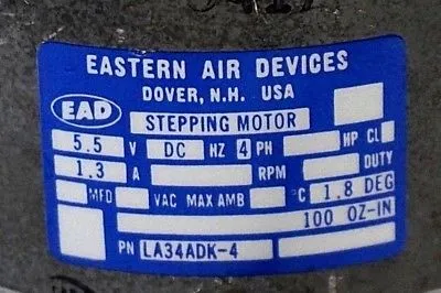 USED EASTERN AIR DEVICES LA34ADK-4 STEPPING MOTOR LA34ADK4