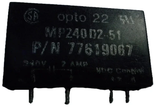 Opto 22 MP240D2-51 MP Model DC Control Solid State Relay (SSR), 240 VAC, 2 Amp [Refurbished]