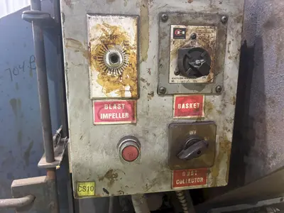 LS INDUSTRIES BARREL TYPE TUMBLE BLAST MACHINE & DUST COLLECTOR: YOBRO #24013