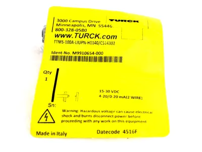 NEW TURCK M9910654-000 TEMPERATURE SENSOR M9910654000