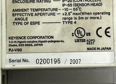 Used KEYENCE PJ-V90 Photoelectric Sensors Ohio US | Surplus Asset Holdings #1246687