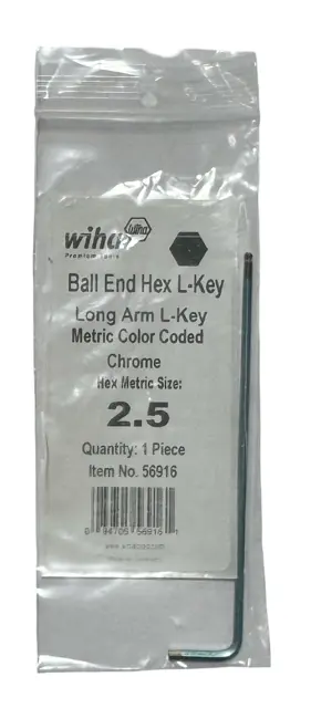 Wiha 2.5mm Ball End Long Arm Hex L-Key Metric Color Coded