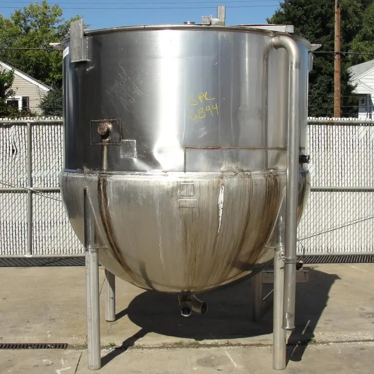 SPC6894  Kettle 1000 gallon Lee hemispherical bottom kettle, Stainless Steel