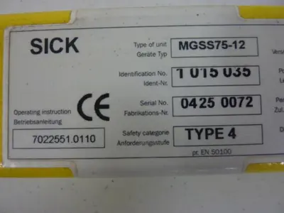 USED SICK OPTIC ELECTRONIC MGSS75-12
