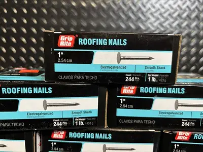 Grip Rite Roofing Nails 1 in Electrogalvanized Smooth Shank - 244 pcs/box (Lot of 6)