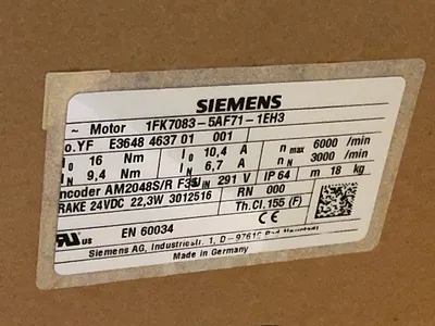 New | in-Stock SIEMENS 1FK70835AF711EH3 Motors (misc) Ohio US | HGR 24 #1279374
