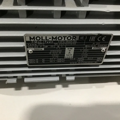 Moll Y3PE-90S4 B5 Three Phase Motor 1″ Keyed Shaft 50/60Hz 230/400V 1420/1704RPM