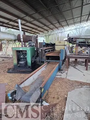 USED JACKSON SHAVING MILL, KNIFE GRINDER, LOG DECK AND CONVEYOR
