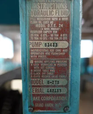 Dake 6-275 Fabricating/Presses, Press-H Frame | Machinery Central (7)