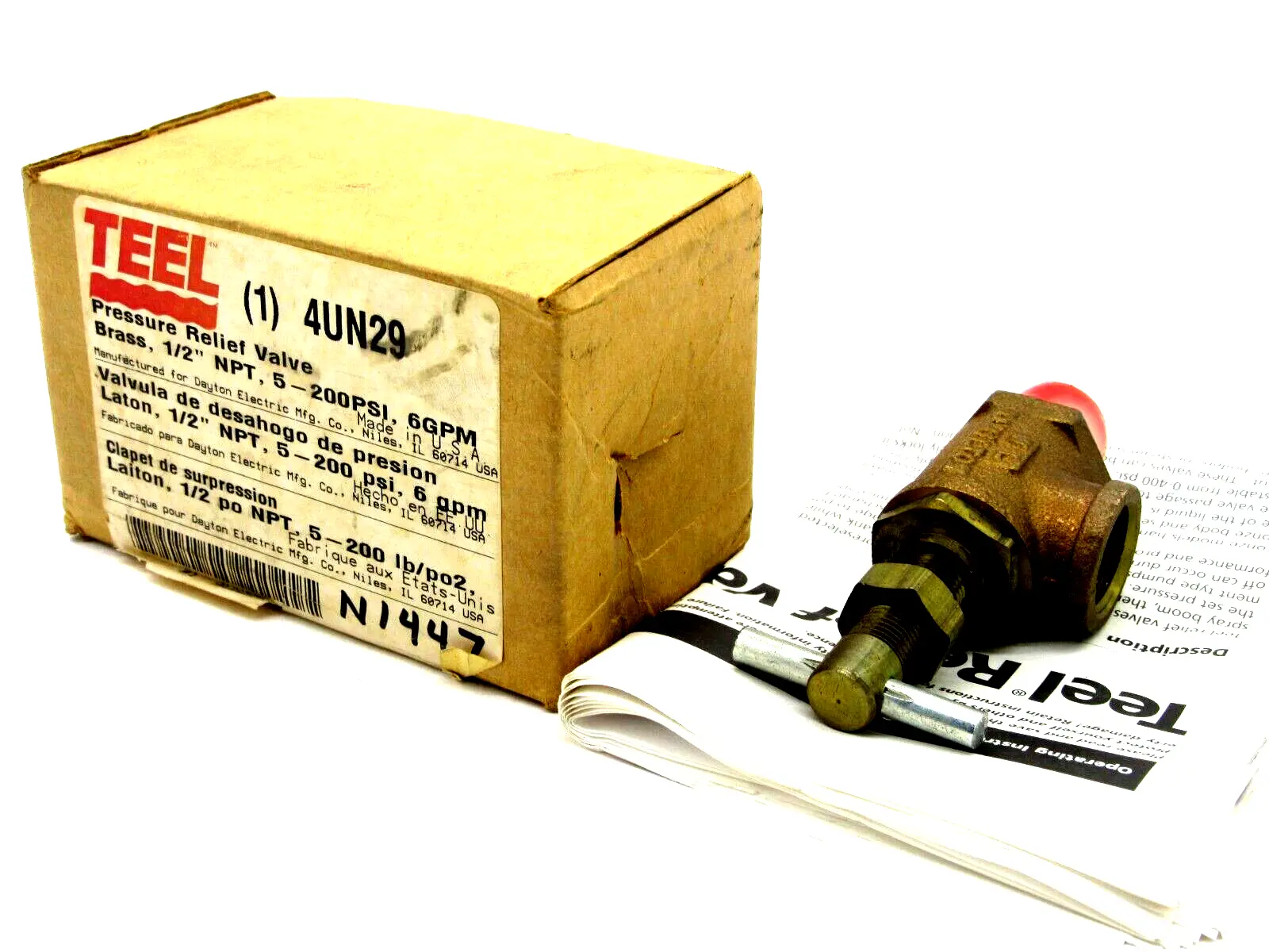 NEW TEEL 4UN29 PRESSURE RELIEF VALVE