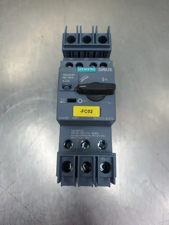 Used Siemens 3RV2721-4CD10 SIRIUS Contactor, 63-125A Circuit Breakers South Carolina US | Palmetto Automation #1155725