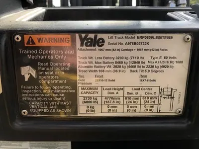 USED 2012 YALE ERP060VL