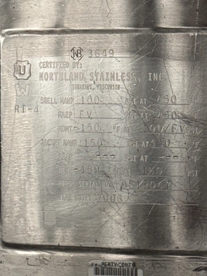 2006 NORTHLAND STAINLESS, INC. 100 GALLON Reaktory ze stali ko, atmosferyczne i ciśnieniowe (0-499 gal) | Perry Equipment (6)