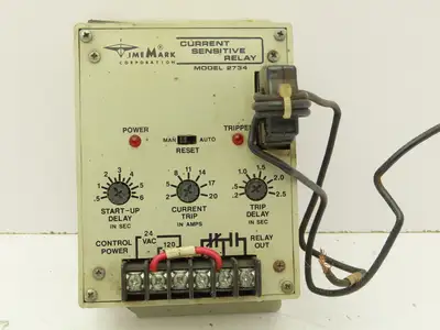 TimeMark 2734 Current Sensitive Relay See Pictures 2-20A 0.2-2.5 Sec Trip Delay