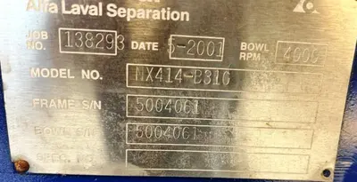 (2) Alfa-Laval NX 414B-31G decanter centrifuges, 316SS.