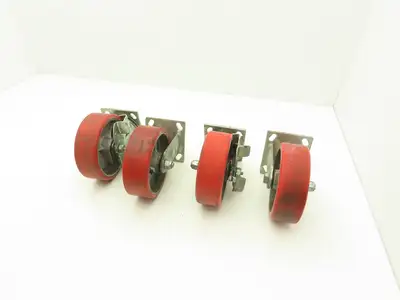Glide Max 6" Caster Wheels Poly Set of (4) 2-Swivel w Lock & (2)-Fixed Lot of 4