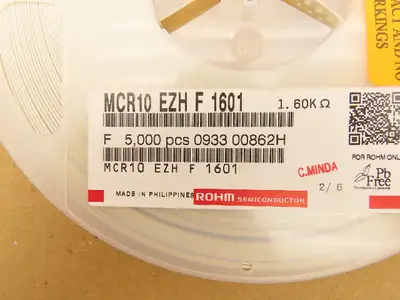 Rohm MCR10EZHF1601 Chip Resistor Tape And Reel 1.6 kOhms ± 1% 5000 Pcs