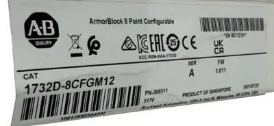 ALLEN BRADLEY 1732D-8CFGM12 ARMOR BLOCK SER. A 1732D8CFGM12 NEW, SURPLUS