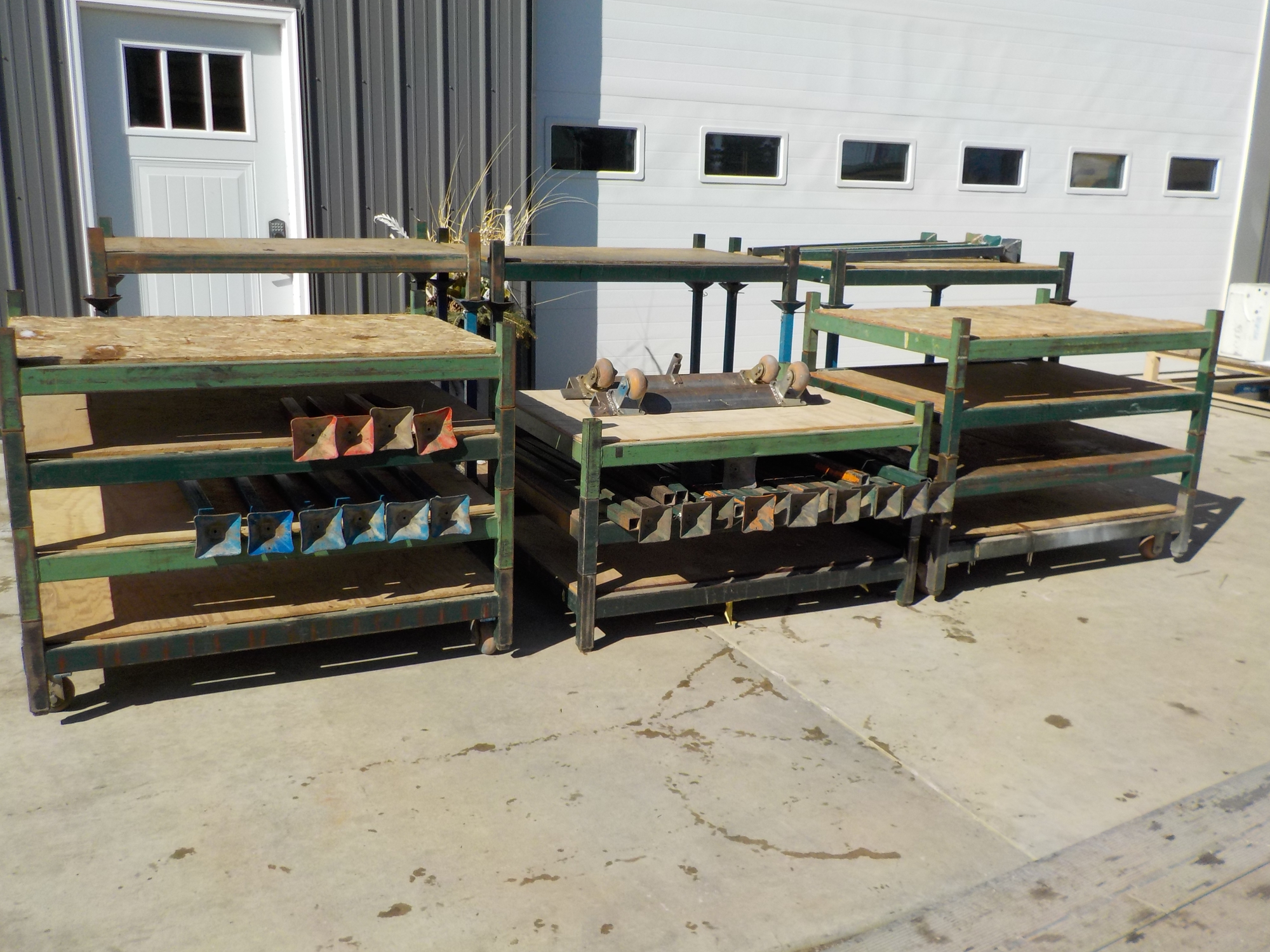 Lot of (17) Jarke Airector Heavy Duty Steel Skid, 48'' x 36'' x 9'' Tall, Wood Decks, Stacking Arm (...
