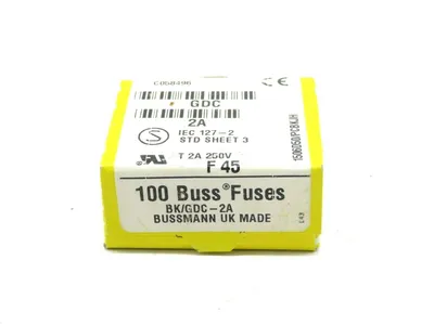NEW SEALED BUSSMANN BKGDC-2A FUSES 2AMP 125V BKGDC2A BOX OF 100