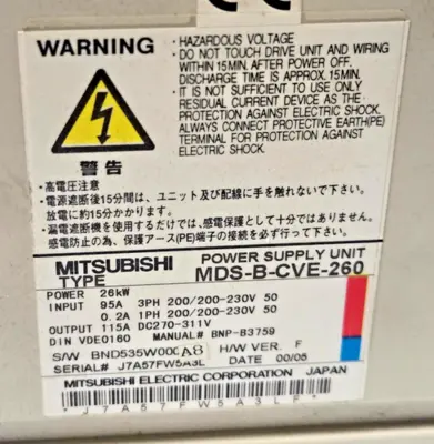 MITSUBISHI MDS-B-CVE-260 MDSBCVE260 POWER SUPPLY SERVO POWER CONVERTER