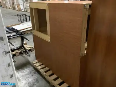 Lot of (4) Wood-Veneered Particleboard Display Cubes, Solid 2x4 Frame, All Measuring 26.25”x27”x27”