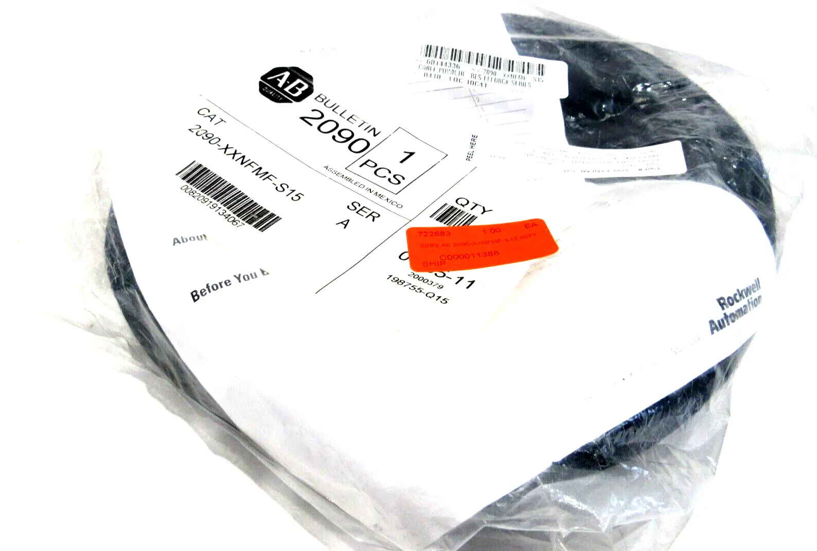 ALLEN BRADLEY 2090-XXNFMF-S15 CABLE SER. A 2090XXNFMFS15 NEW, SURPLUS