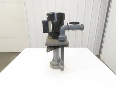 PVC Plastic Chemical Immersion Pump 1.25x1"npt 3/4Hp 115/230V 1PH 13" Depth