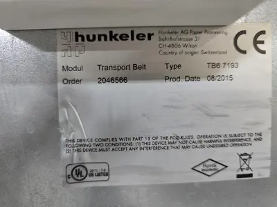 USED 2015 HUNKELER ROLL TO SHEET 22” WIDE CONVERSION LINE