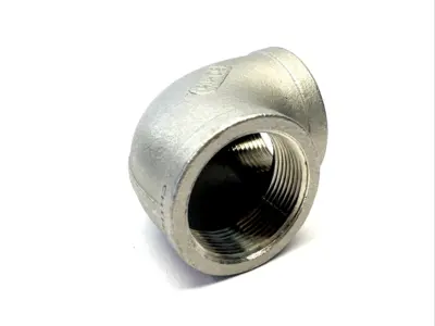 4464K18 | 304 SS Threaded Pipe Fitting, Low-Pressure, 90 Deg. Elbow 1-1/2" NPT 5PK - New – Open box