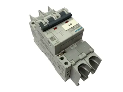 USED SIEMENS CIRCUIT BREAKER 2P 10A W/ 5ST3010 AUXILIARY SWITCH