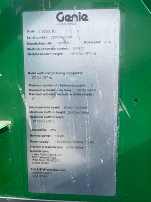 Used 2016 Z-30/20N RJ Genie Articulating Boom Lifts Florida US | Stack Equipment #1418839