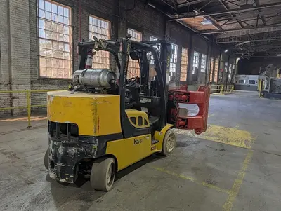 12,000 POUND YALE GC120VXPRS FORKLIFT WITH 72" SPLIT FRAME BOLZONI CLAMP 2 STAGE