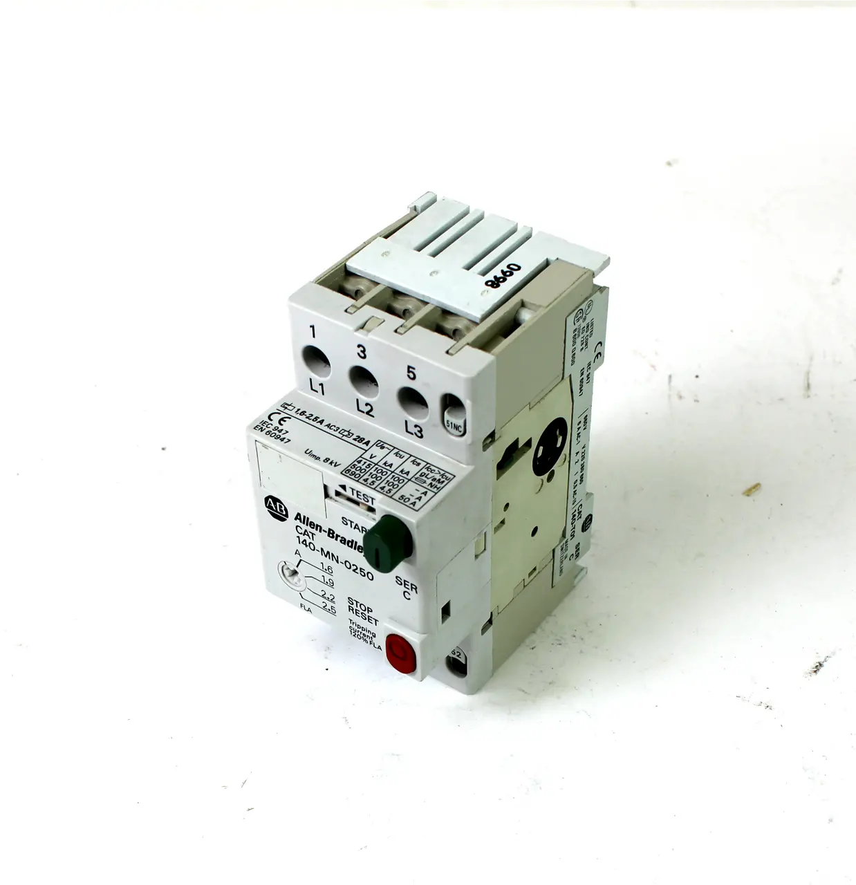 Allen Bradley 140-MN-0250 Manual Motor Starter, 1.6-2.5 Amp Series C