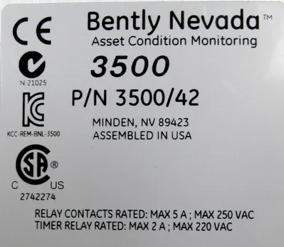 USED BENTLY NEVADA 3500/42 PROX VELOM I/O MODULE 14082-01 350042