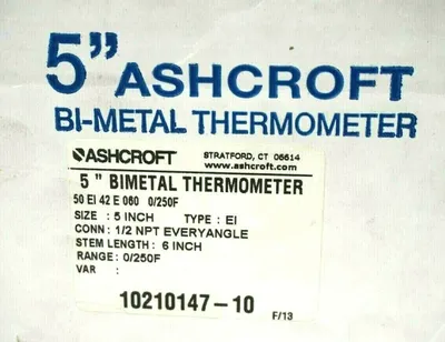 NEW ASHCROFT 50-EI-42-E-060 0/250F BIMETAL THERMOMETER 50EI42E0600250F