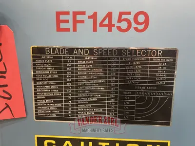 Used ROLL-IN ROLL-IN EF1459 ROLL IN VERTICAL BANDSAW Vertical Band Saws Michigan US | Vander Ziel Machinery Sales #1283709