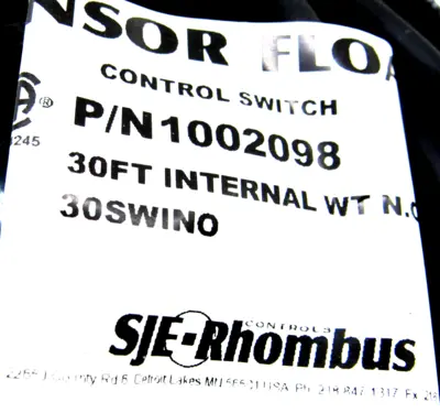 NEW SJE RHOMBUS CONTROL 1002098 SENSOR FLOAT