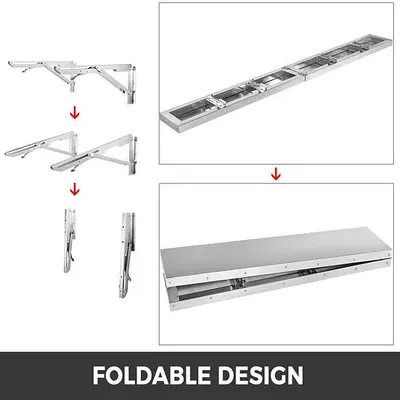 96' x 12" folding concession shelf - stainless steel