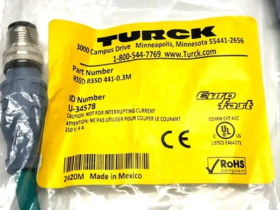 New | in-Stock TURCK DOUBLE-ENDED CORDSET Cable & Wire | Maverick Industrial Sales #1106976
