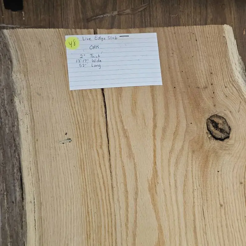Live Edge Oak, 2" Thick, 13-17" Wide, 52" Long