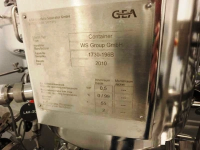 Westfalia CSC 20-06-476 hydro-hermetic clarifier skid.