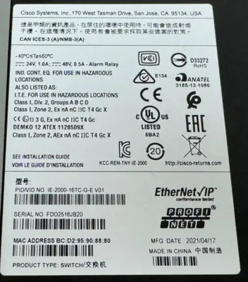 NEW CISCO IE-2000-16TC-G-E V01
