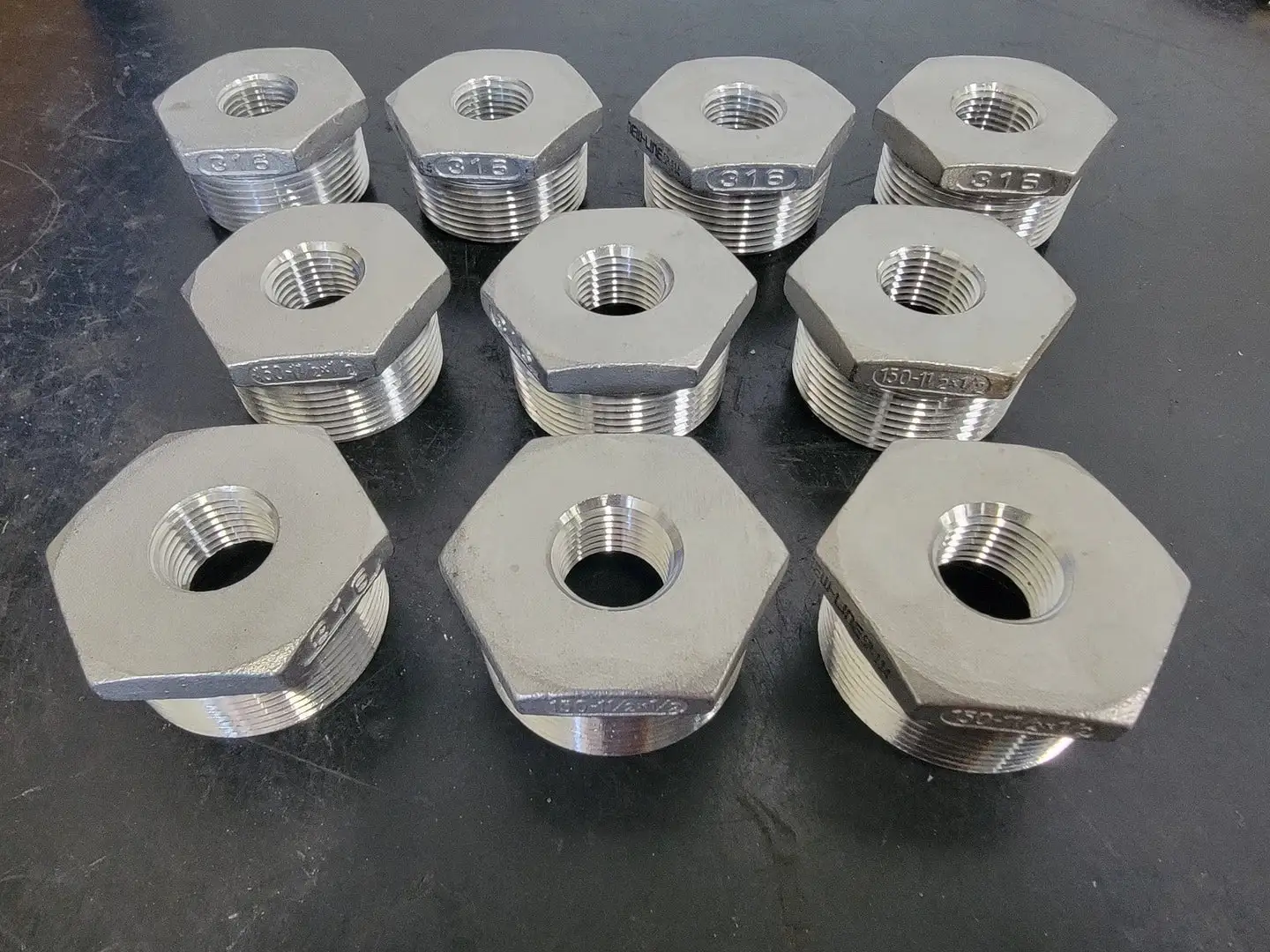 1-1/2" x 1/2" 316 Stainless Steel Hex Head Reducing Bushing SP-114