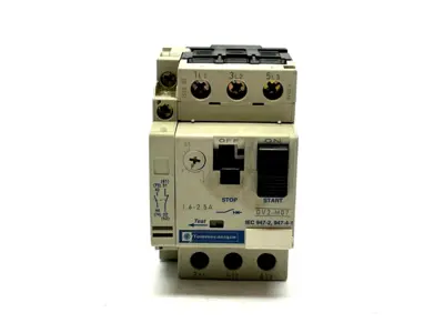 GV2-M07 | Telemecanique  Motor Circuit Breaker 1.6-2.5A w/ GV2-AN11 Auxiliary Block - For parts or not working