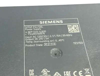 6EP1333-1LB00 | Siemens  SITOP PSU100L 24VDC/5A Stabilized Power Supply AC120/230V - Used