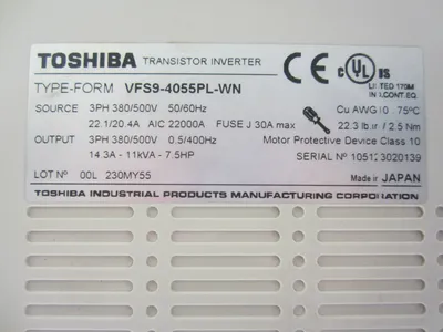 USED Toshiba VFS9-4055PL-WN 7.5 hp Micro Drive VFS94055PLWN