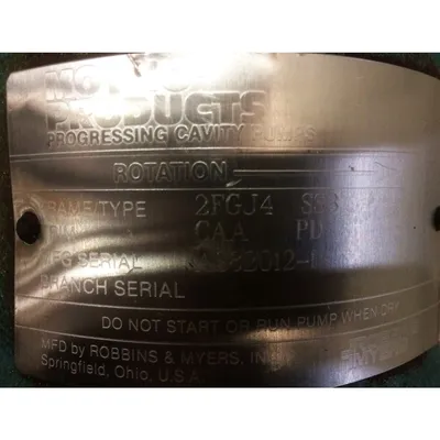 Used Robbins & Myers Moyno 2 HP Progressing Cavity Stainless Steel Pump 2FGJ4 SS
