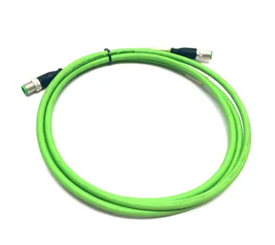 USED BECKHOFF DOUBLE ENDED ETHERCAT CABLE M12 4-PIN 2M LENGTH